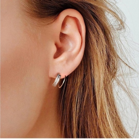 GOLD 14k Gold Plated Spiral Cubic Zirconia Earrings - Picture 3 of 3